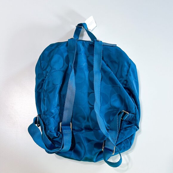 NWT Coach Dark Plume Blue Getaway Signature Nylon Packable Backpack F77350 - Picture 3 of 9